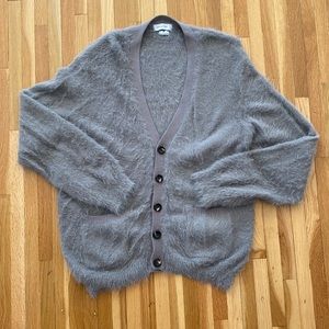 Fuzzy button front cardigan